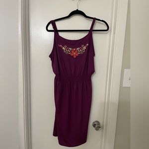 REI size large, purple floral embroidery dress